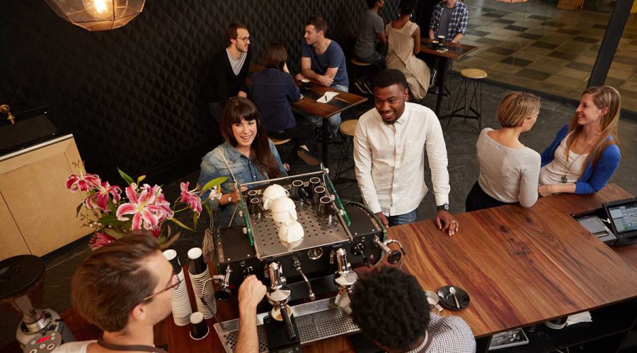 Relationship marketing with clients in cafe